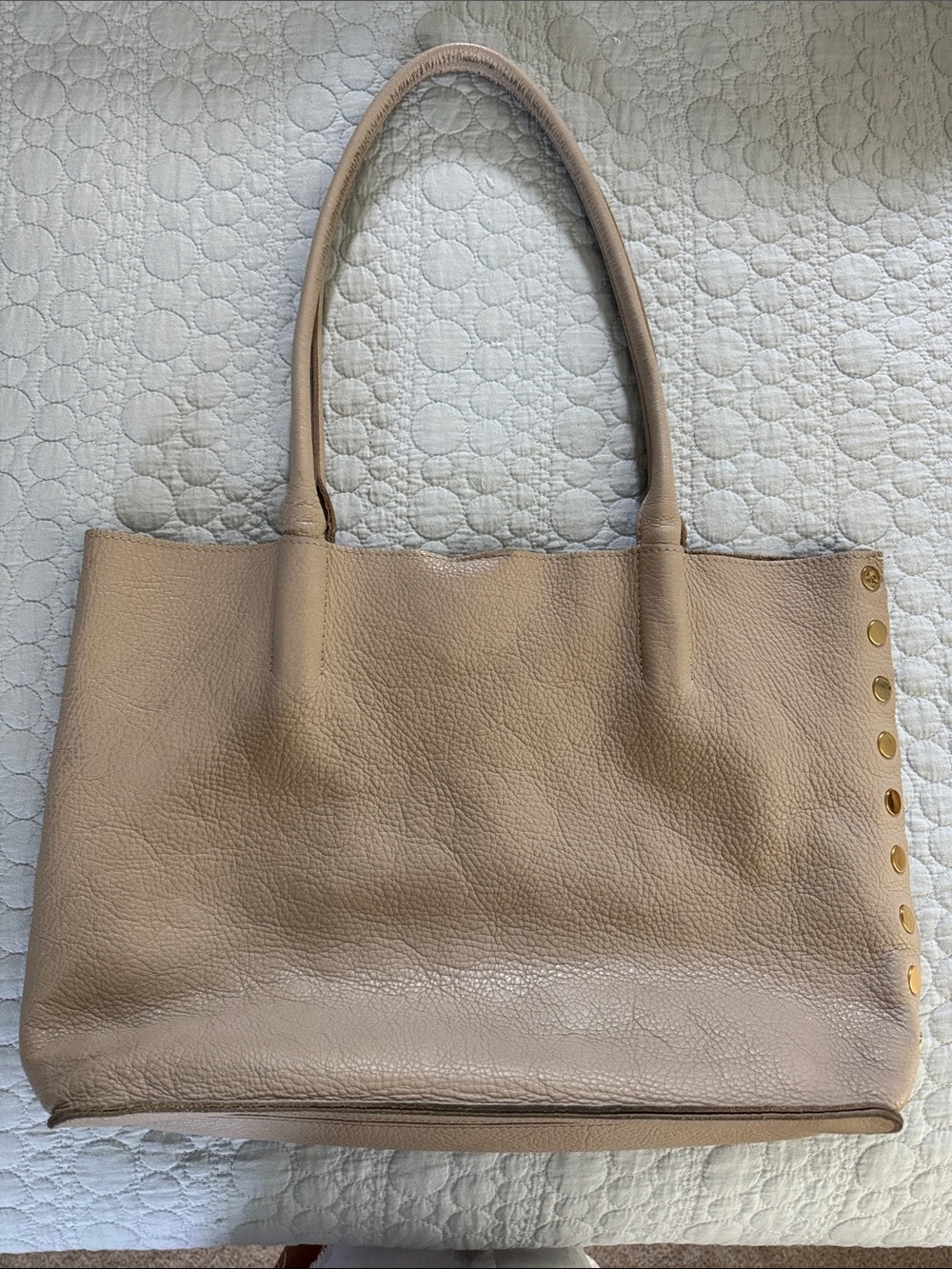Hammitt Oliver Leather Tote Bag in sandstone with golds - Classic Everyday Carry
